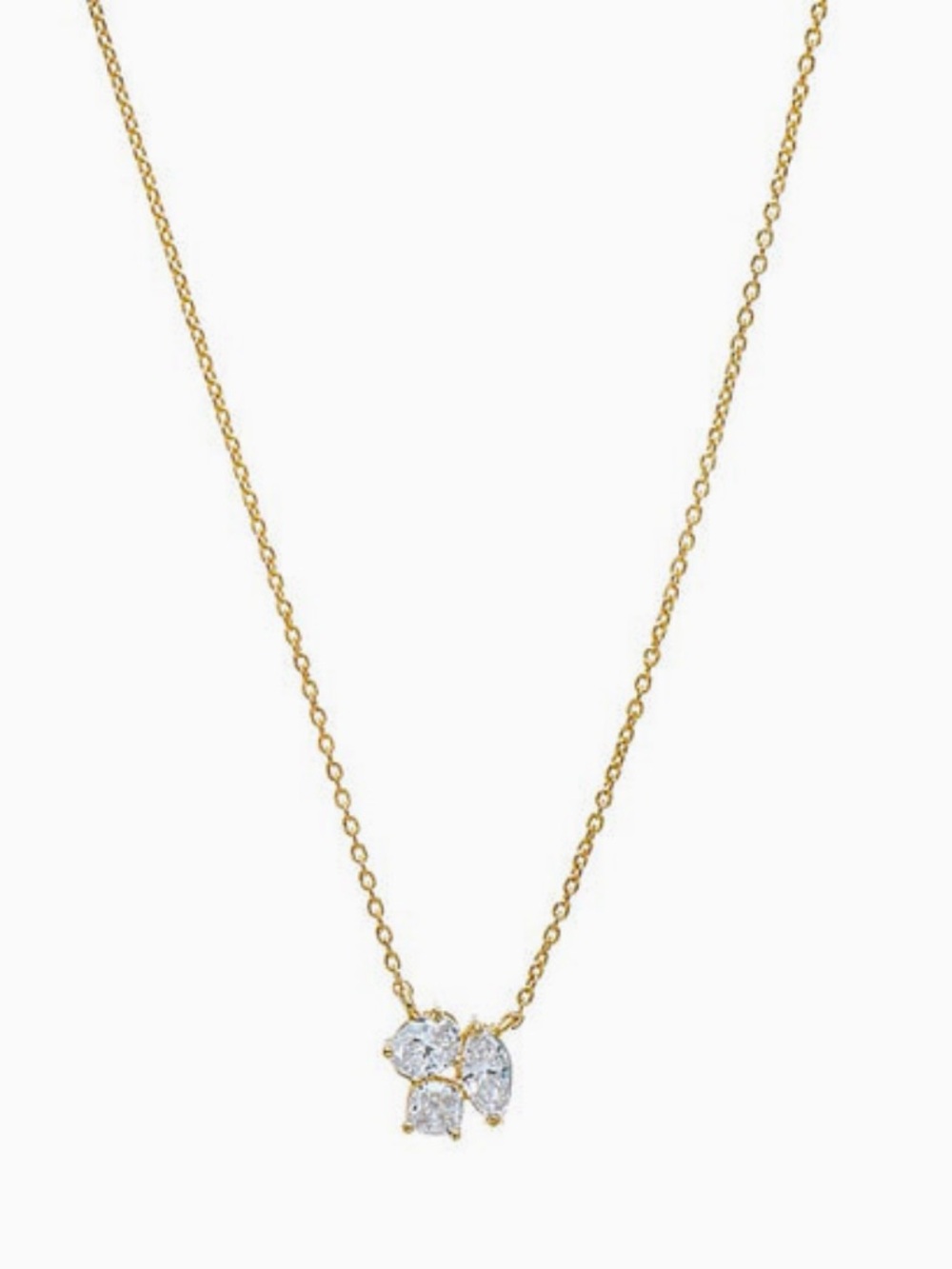 14K gold diamond cluster necklace